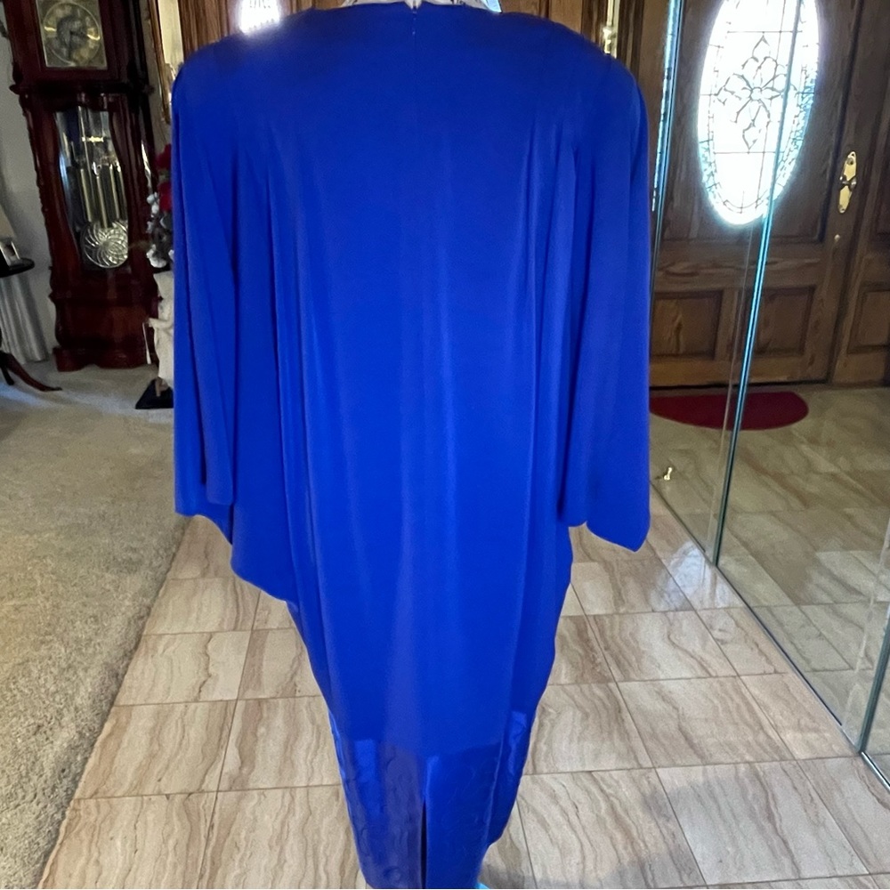 DAYMOR COUTURE VINTAGE ROYAL BLUE BATWING DRESS - Picture 4 of 12
